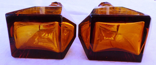 Monijor62-antiguo Art Deco 2 Botellas Cristal Facetado Ambar (Usado)