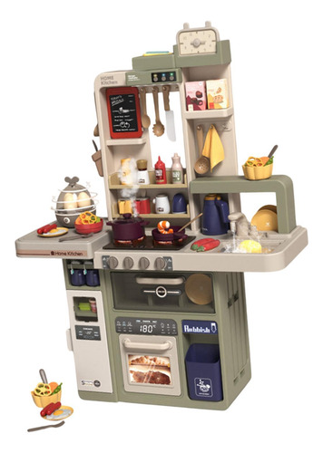 Juego De Cocina, Juguete Para Cocinar Verde Gris 74 Piezas