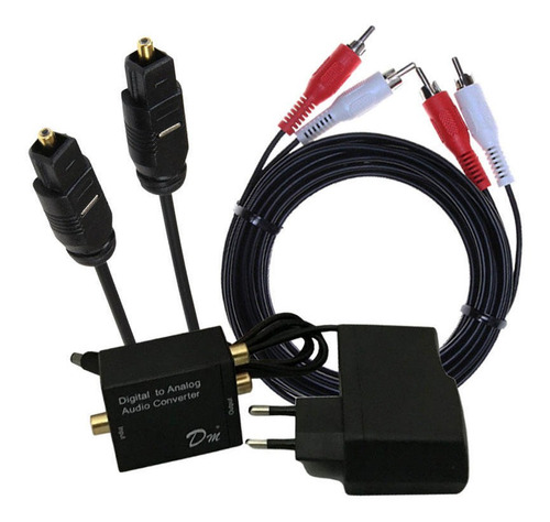 Adaptador Conversor Audio Toslink Optico Analogo Rca Cables