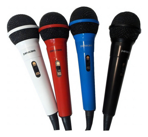 Microfono Karaoke Panacom Cable 3 Metros 6.3 Mm Mc9630 Color Rojo