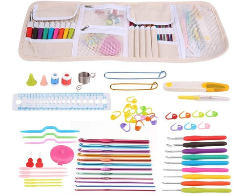 Set De 21 Ganchillos Para Crochet Y Accesorios. Tejer Agujas