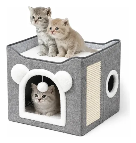 Casa Para Gatos Con Cama Plegable Y Cojín Suave Para Mascota