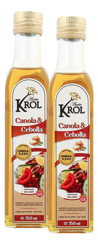 Aceite De Canola & Cebolla Krol Virgen 250 Ml. Pack X2