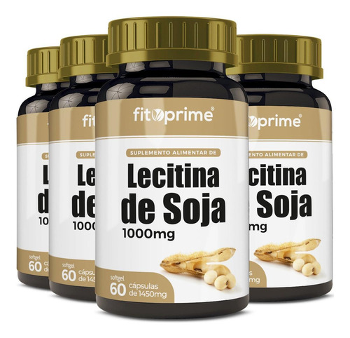 Kit 4 Lecitina De Soja 1000mg 60 Cápsulas Fitoprime