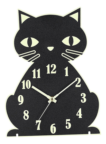 Reloj De Pared De Gato De Madera Relojes De Cuarzo Luminoso