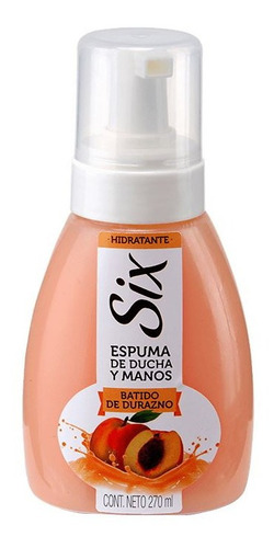 Espuma De Ducha Six 270 Ml Batida De Durazno + Esponja