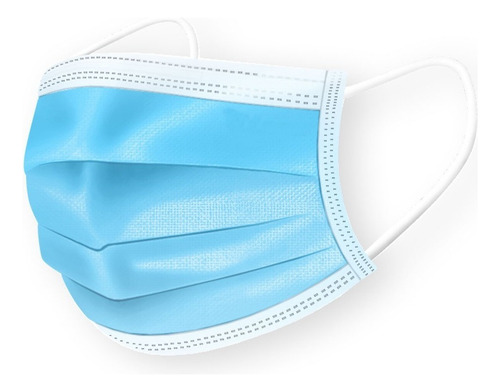 Cubrebocas Desechable Azul 3 Capas Made In Usa 50 Piezas Color Azul claro
