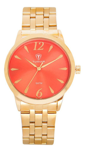 Relógio Feminino Tuguir Analógico Tg141 - Dourado E Vermelho