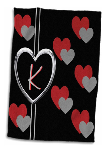 3d Rose Modern Geometric Black Red Grey Hearts Pattern ...