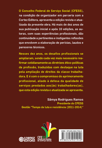 El estudio social en pericias, informes y opiniones técnicas, de Cfess. Editorial Cortez Editora e Livraria LTDA, tapa blanda en portugués, 2018