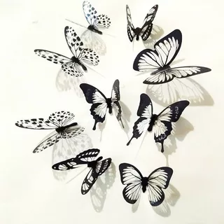 Pegatina De Pared, 36 Piezas, Diseño De Mariposas, Color Neg