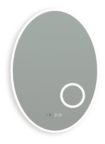 Espejo Led Smart Anti Empañante Tactil Reloj Temper 3 Intens Marco Oval Blanco