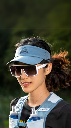 Visera Deportiva Elastizada Running Trail Trekking Aonijie Azul Acero Ajustable (54 A 66cm)