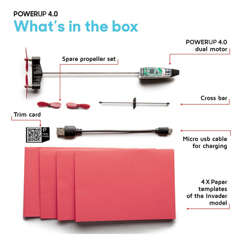 Kit Avión De Papel Powerup 4.0 Control Remoto App Color