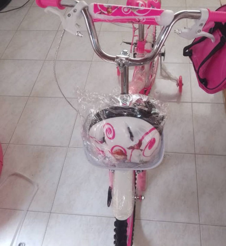 Bicicleta Rin 20 Rosada Para Niñas Con Casco Y Bolso