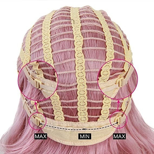Imagen 6 de 8 de Peluca Rosa Bob Corta Cabello Sintética Cosplay Moda Mujer