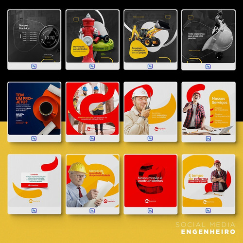 Pack 70 Artes Engenheiro Editável Photoshop Psd