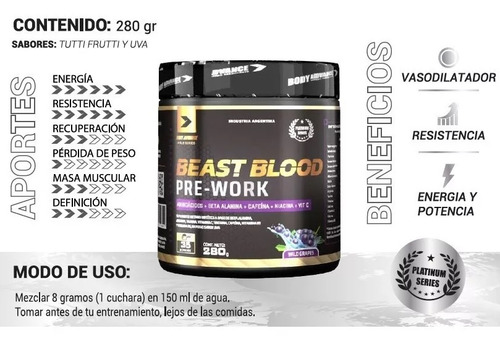 Pre Entreno - Beast Blood - Body Advance 280g