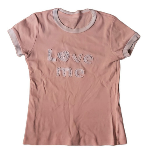  Remera Manga Corta Talle Xs Inscripción   Love Me  P/ Dama