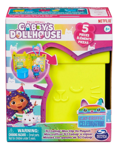 Gabby S Dollhouse Miniset Con Gancho Dj Catnip Kitty Fairy Amarillo