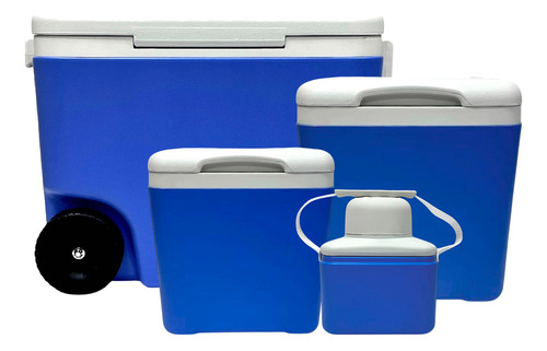 Hielera Portátil Con Ruedas Plástico Resistente Set De 4 Pz Azul