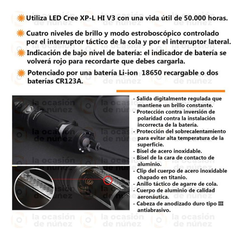 Imagen 3 de 8 de Linterna Fenix Tk20r 1000 Lumens Recargable Tactica Led