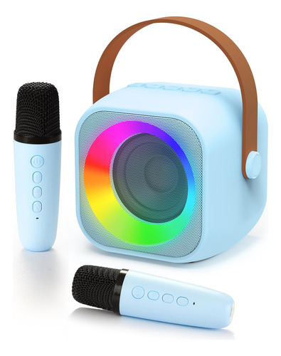 Karaoke Machine Jeefu For Kids W/ 2 Mic Blue 3-12 Years Old