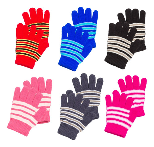 Guantes Con Estampado De Rayas (bk), Guantes Cálidos Para To