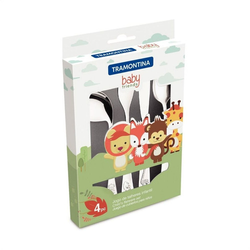 Imagem 5 de 10 de Talheres Infantil Aço Inox Alto Brilho Tramontina 4 Peças