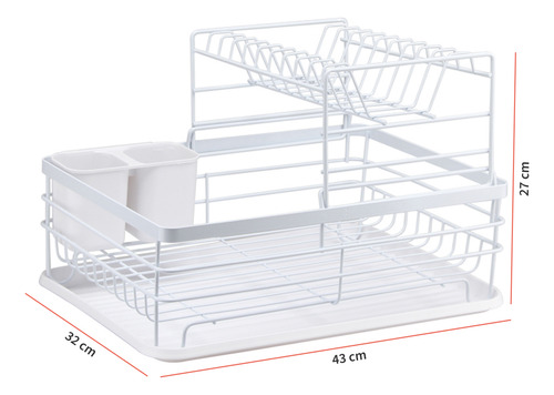 Secaplatos Escurridor 2 Niveles Acero Inox Blanco Simplit