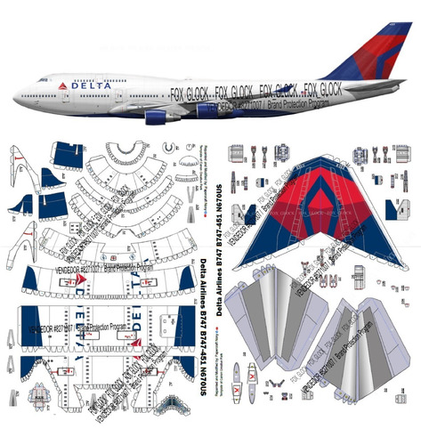 Delta Airlines B747-451 (1.144) Papercraft