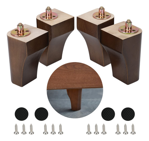 Juego De 4 Patas De Madera Para Muebles De 4 Pulgadas, Pata.