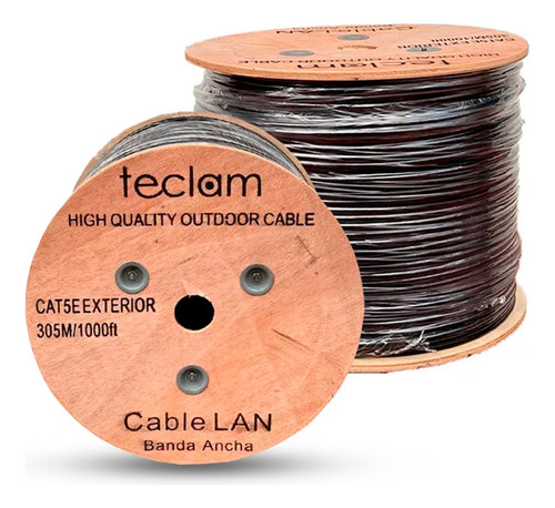 Rollo Cable Utp Exterior Cat5e 305m 50% Cobre Cctv Teclam