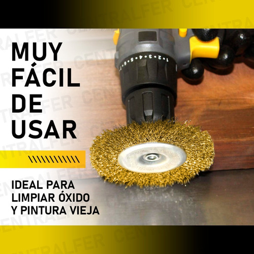 Imagen 6 de 10 de Kit X 5 Cepillo Copa Circular Descarbonizador Para Taladro