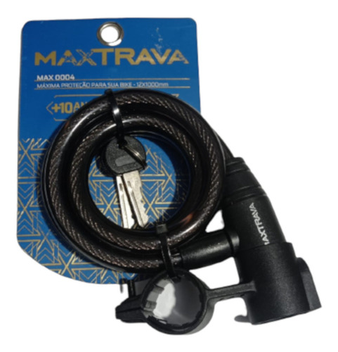 Cadeado Bike Maxtrava Espiral Chave Trava Tranca Max0004