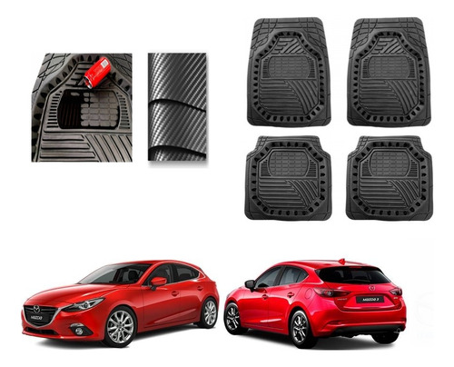 Tapete Carbono 3d Grueso Mazda 3 Hb 2014 A 2018