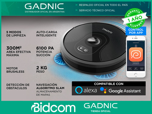 Imagen 2 de 10 de Aspiradora Robot Gadnic Trapeadora 15 Modos De Limpieza Pro