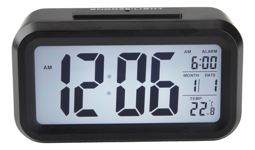 Reloj Despertador, Alarma, Calendario Y Temperatura Color Negro