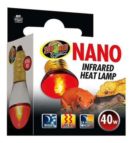 Zoomed Nano Lâmpada Infrared Infravermelho Calor Répteis 40w 110v