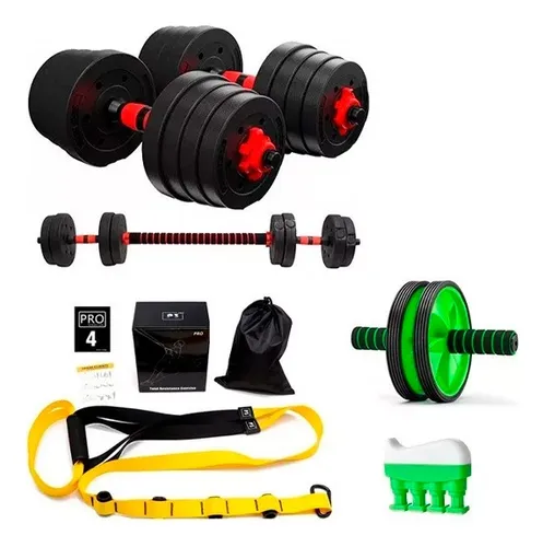 Pack Mancuernas 30 Kg Uni n Barra Digiflex Rueda P4 Su