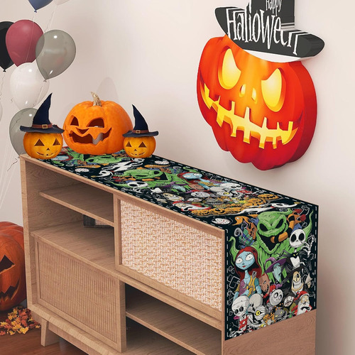 Camino De Mesa Linen Nightmare Before Christmas Para Hall...
