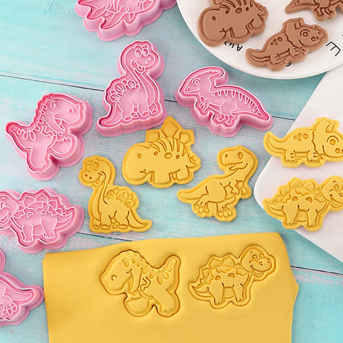 Juego De 8 Moldes Para Galletas Con Dibujos Animados De Dino
