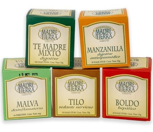 Sobrecitos De Té Madre Tierra Combo X 5