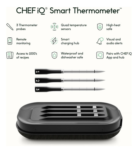 Termometros Inalambricos Inteligentes Para Carne Chef Iq 3u Stainless Steel