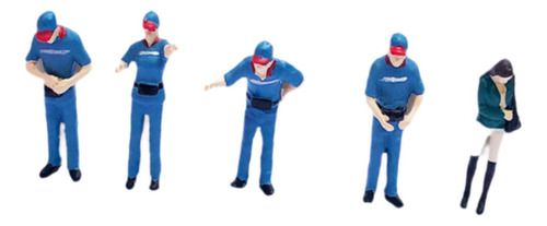 5 Modelos De Personas En Escala 1/64, Figuras Conjunto Azul
