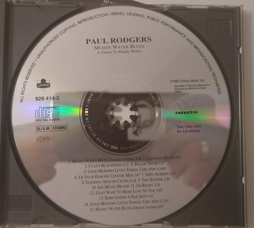 Paul Rodgers Muddy Waters Blues Cd (Usado)