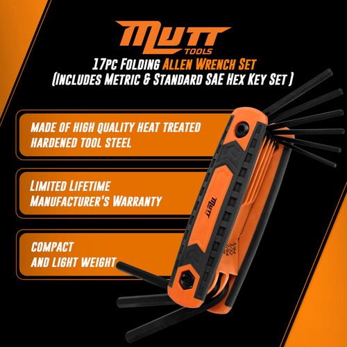 Juego De Llaves Allen Mutt Tools 17 Piezas Métricas Y Sae