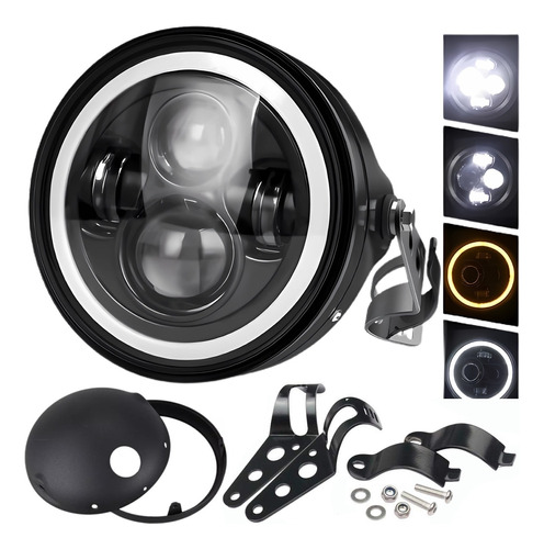 Faro Led 7'' Redondo Para Jeep/moto/ojos De Ángel