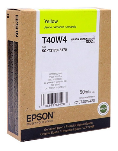 Cartucho Epson T40w4 Yellow 50ml