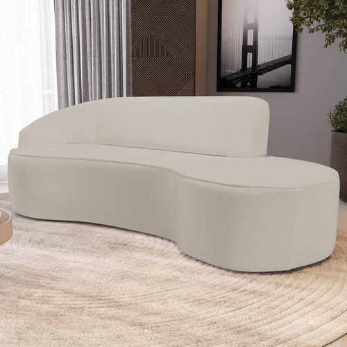 Sofá Living 210cm Braço Esquerdo Mozart Sintético Bege Cor Creme